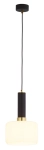 Czarna lampa wisząca z mosiężnym dodatkiem i białym szklanym kloszem Jupiter 1852 Vanes Ms E27 20cm