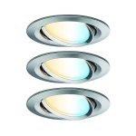 Oprawa do wbudowania NOVA PLUS COIN LED DIM SH Zigbee wychylna zestaw 3x6W 470lm 84mm 2700K-6500K 230V żelazo szczotkowane Paulmann PL92962