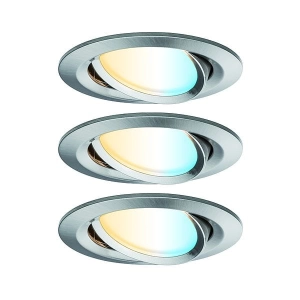 Oprawa do wbudowania NOVA PLUS COIN LED DIM SH Zigbee wychylna zestaw 3x6W 470lm 84mm 2700K-6500K 230V żelazo szczotkowane Paulmann PL92962