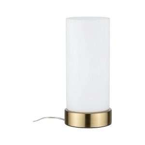 Lampa stołowa PINJA E14 max. 1x20W 230V biały / mosiądz szczotkowany / metal / szkło Paulmann PL77055