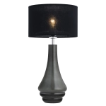 Lampa nocna szklana podstawa i materiałowy abażur Argon 3030 Amazonka E27 54x30cm czarny