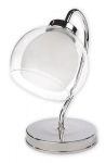 Mała chromowana lampa stołowa z podwójnym kloszem Lemir O2048 L1 CH Dexy E27