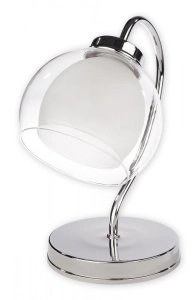 Mała chromowana lampa stołowa z podwójnym kloszem Lemir O2048 L1 CH Dexy E27