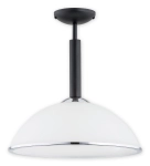 Czarna lampa sufitowa z szklanym kloszem w chromowanej ramie na odstępie Lemir O2921 W1 CZA + CH Lava E27