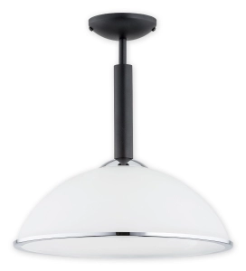 Czarna lampa sufitowa z szklanym kloszem w chromowanej ramie na odstępie Lemir O2921 W1 CZA + CH Lava E27