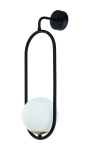 Lampa ścienna Kinkiet ze szklana kulą Jupiter 1729 Igon IG K cz E14 16cm x 50cm czarny biały