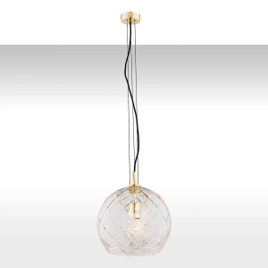 Lampa wisząca szklany klosz 20cm i mosiężne elementy Argon 4201 Oviedo E27