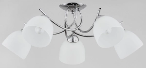 Lampa sufitowa do salonu z białymi kloszami w kolorze chrom Marisa Alfa 27565 5xE27 25cm x 65cm
