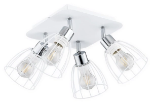 Biała lampa sufitowa z czterema reflektorkami Lemir O2694 P4 BIA Hornet 4xE27