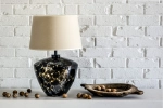 Lampa stołowa z malowaną szklaną podstawą i beżowo białym abażurem 4Concepts L034102220 Ravenna E27 61cm x 40cm