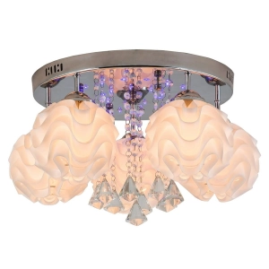 Srebrna lampa sufitowa plafon z dekoracyjnymi kloszami i kryształkami Light Prestige LP-119/5C Sada 5xE14 i LED 40cm