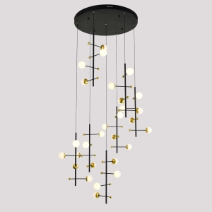 Lampa wisząca z dekoracyjnymi kloszami na czarnych listwach Italux PND-43883-28 Helmond LED 89W 4538LM 3000K 81cm x 180cm