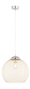 Chromowana lampa wisząca z bursztynowym kloszem kulą Jupiter 1829 Asti E27 29cm