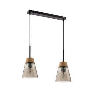 Czarno brązowa lampa wisząca z dymnymi kloszami Jupiter 1544 Domino 2xE27