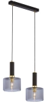 Czarna lampa wisząca z mosiężnym dodatkiem i dymnymi kloszami Jupiter 1850 Vanes Ms 2xE27