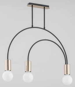 Lampa sufitowa nowoczesna czarna łukowate metalowe ramiona i złote oprawki Harry Alfa 62099 3xE27 65cm x 65cm
