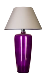 Lampa stołowa fioletowa szklana podstawa i szaro biały abażur 4Concepts L019711203 Bilbao E27 67cm x 40cm
