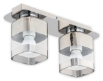 Lampa sufitowa z dwoma szklanymi kloszami z dodatkiem chromu Lemir O2612 P2 CH Chroms 2xE27