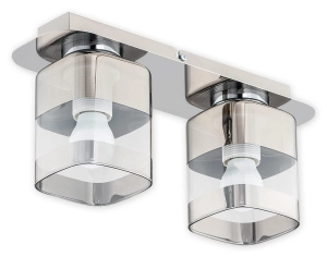 Lampa sufitowa z dwoma szklanymi kloszami z dodatkiem chromu Lemir O2612 P2 CH Chroms 2xE27