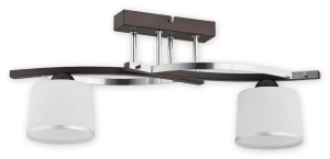 Lampa sufitowa dwa szklane klosze na listwie wenge Lemir O2282 W2 RW Astred 2xE27