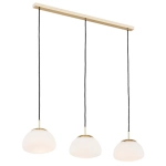 Lampa wisząca trzy białe klosze na mosiężnej listwie Argon 1494 Trini 3xE27