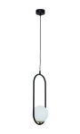 Lampa Wisząca z szklanym kloszem kulą Jupiter 1726 Igon IG 1 cz E14 60cm x 16cm czarny biały