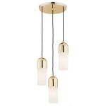 Lampa wisząca trzy szklane klosze Argon 1466 Burgos 3xE27 Mosiądz