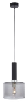 Czarna lampa wisząca z chromowanym dodatkiem i dymnym szklanym kloszem Jupiter 1858 Vanes Ch E27 20cm