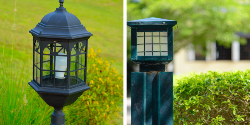 Zielona lampa w ogrodzie